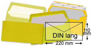 gelbe Briefumschläge im Format DIN lang